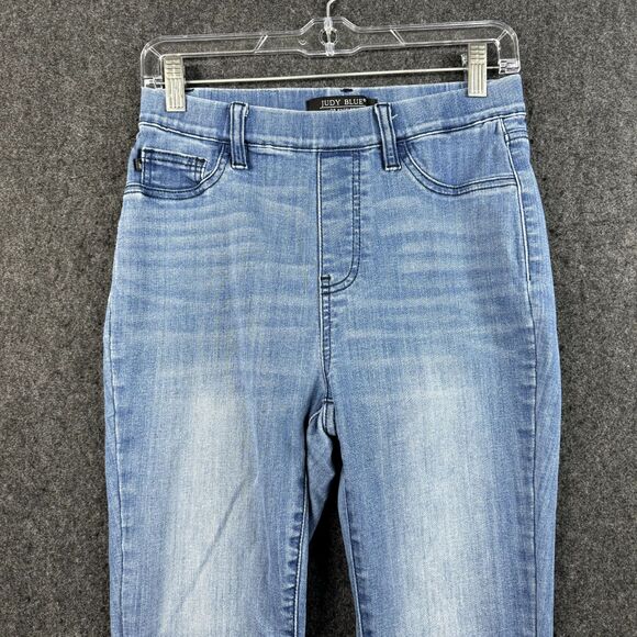 Judy Blue Skinny Fit Pull On Jeans Women's 5/27 Blue Light Wash Raw Hem - Picture 2 of 9